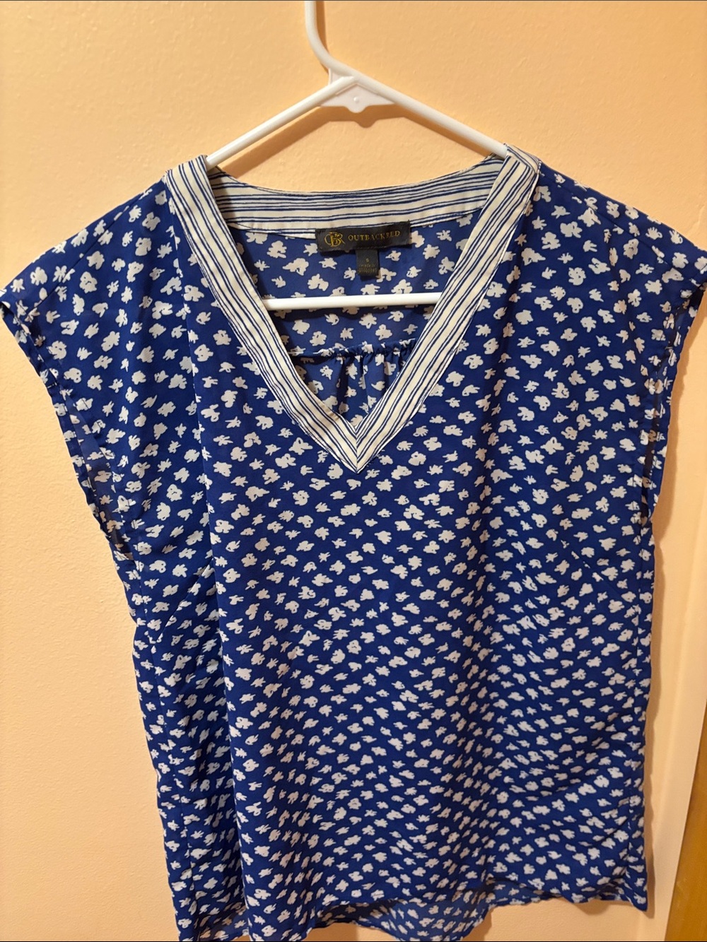 Outback Red Royal Blue Floral Print V-Neck Cap Sleeve Camisole